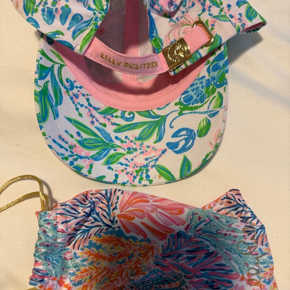 Lilly Pulitzer Kids' Floral Hat and Mask Set - Pink Blue Green